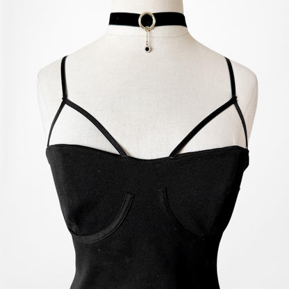 Zara Black Cutout Strappy Sweetheart Mini Knit Bodycon Dress Size XS/S