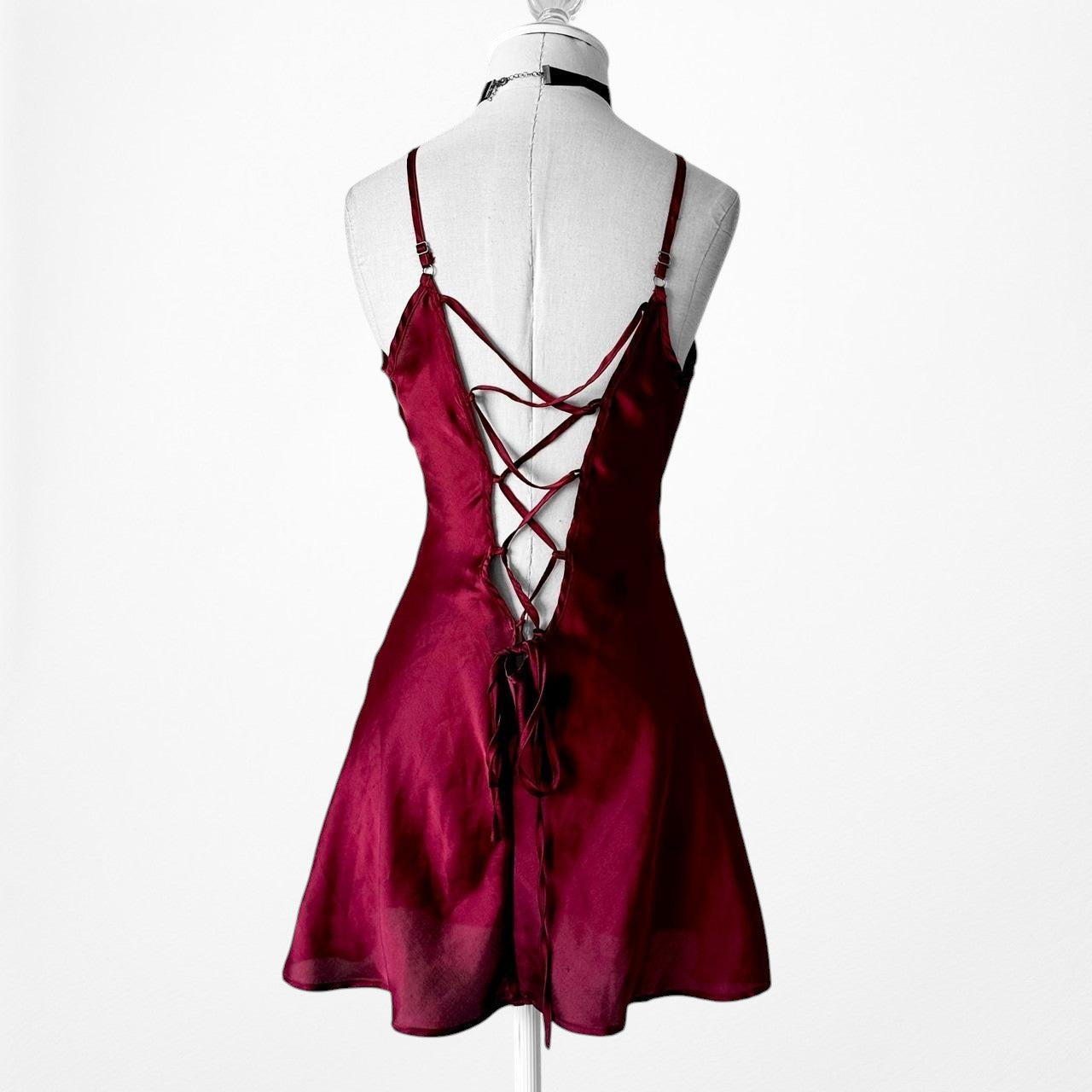 Missguided Burgundy Red Lace Up Pullover Babydoll Mini Lingerie Dress Size S