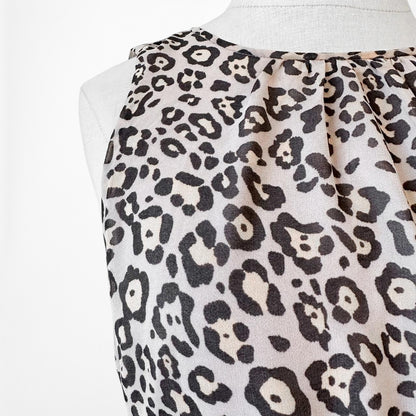 Loft Leopard Animal Print Sleeveless Ruffled Knee Length Tunic Dress Size S/M