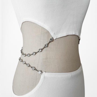 Zara White Knit Rhinestone Crop Top Maxi Pencil Side Slit Skirt Two Piece Set