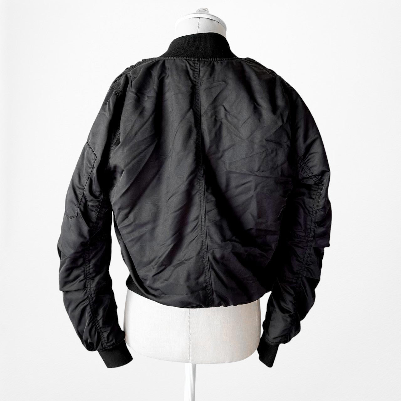 Topshop Zipper Detail Puffy Black Bomber Jacket Size XS