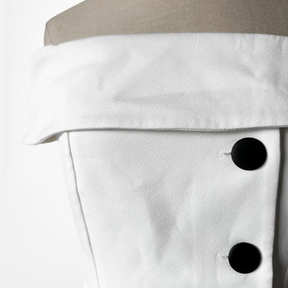 River Island White Button Front Off The Shoulder Peplum Blouse Top Size XS/S