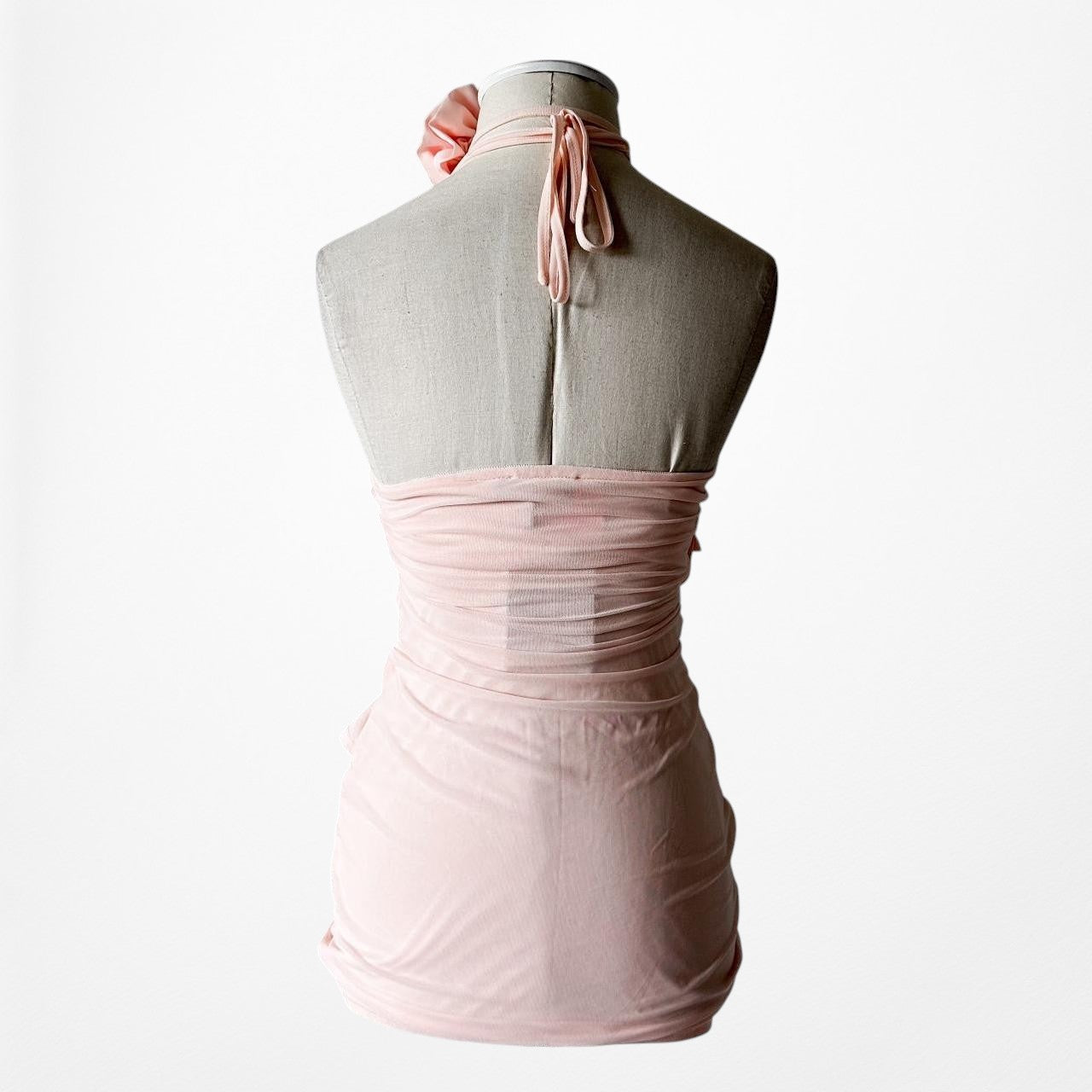 Pretty Little Thing Pink Strapless Floral Applique Bodycon Mini Dress Size XS/S