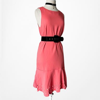 Loft Pink Ruffle Cutout Hem Sleeveless Tunic Shift Knee Length Dress Size M