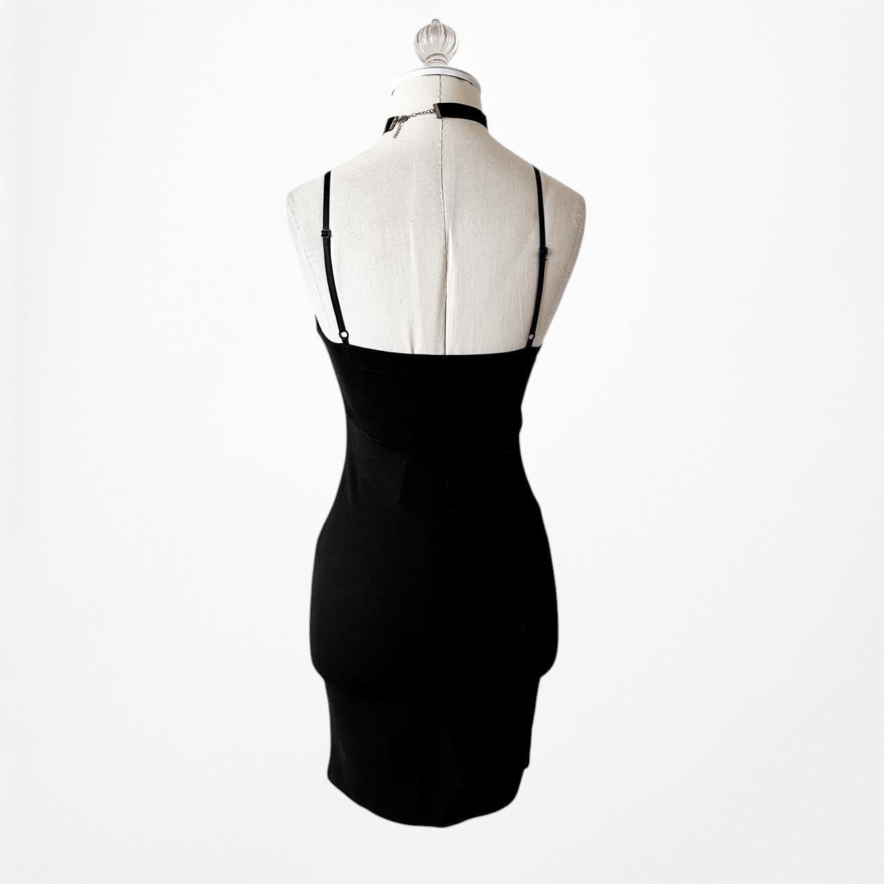 Zara Black Cutout Strappy Sweetheart Mini Knit Bodycon Dress Size XS/S