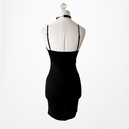 Zara Black Cutout Strappy Sweetheart Mini Knit Bodycon Dress Size XS/S