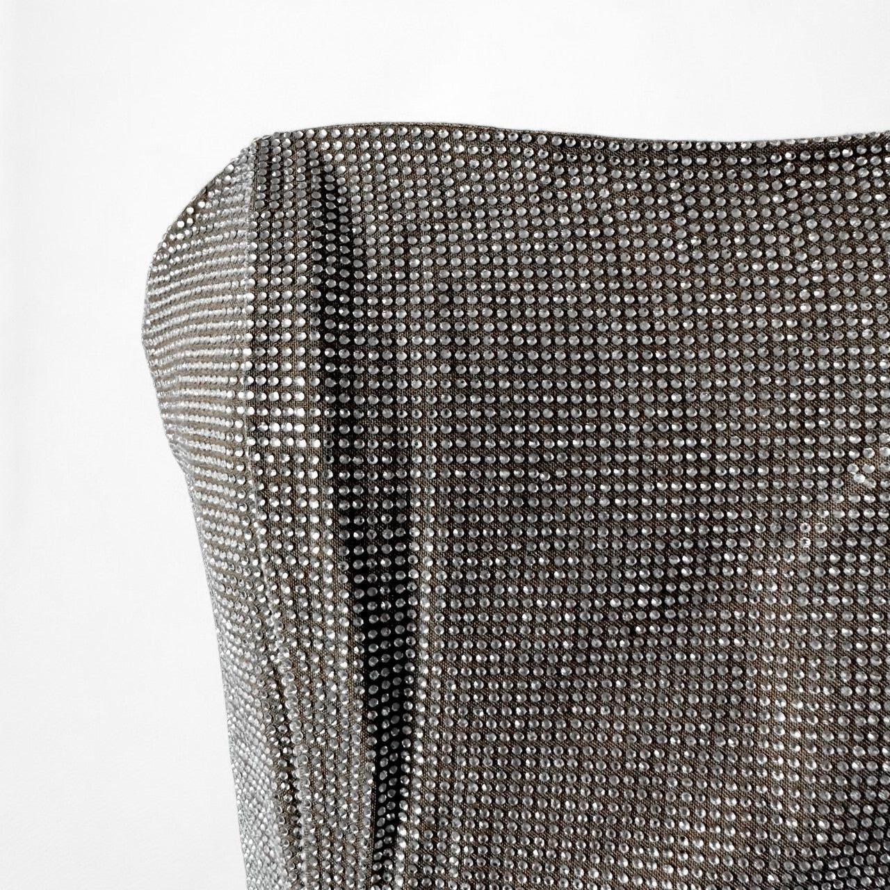 Fashion Nova Silver Gray Metallic Bustier Corset Rhinestone Crop Top Size M