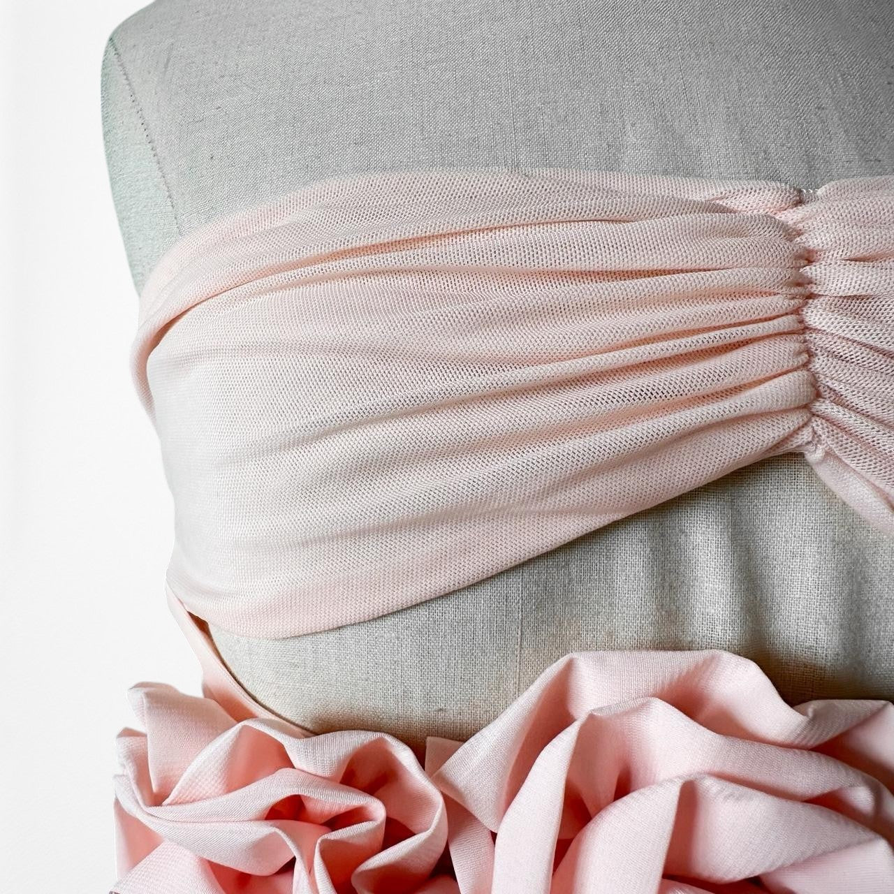 Pretty Little Thing Pink Strapless Floral Applique Bodycon Mini Dress Size XS/S