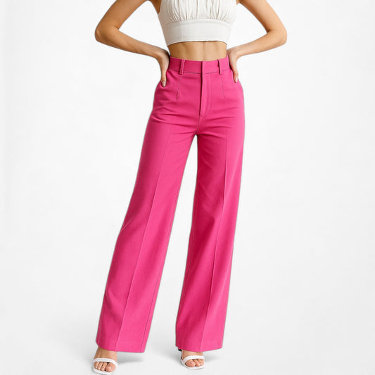 Zara Pink High Waisted Pink Straight Leg Pants Size XS/S