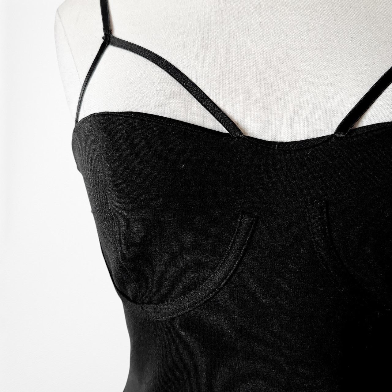 Zara Black Cutout Strappy Sweetheart Mini Knit Bodycon Dress Size XS/S