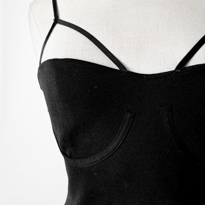 Zara Black Cutout Strappy Sweetheart Mini Knit Bodycon Dress Size XS/S