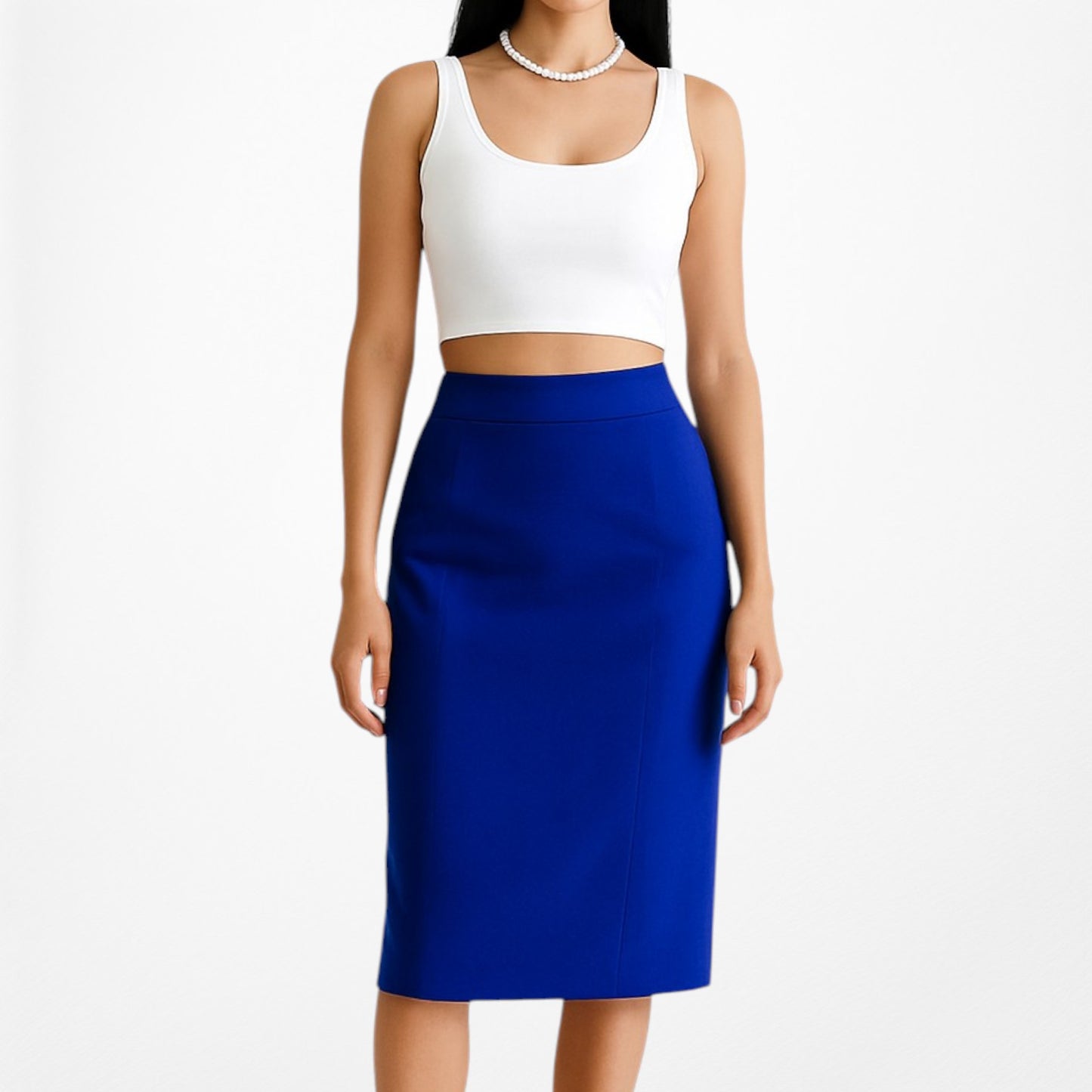 Loft Blue High Waisted Low Rise Bodycon Knee Length Pencil Skirt Size S/M