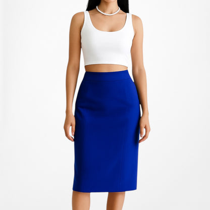 Loft Blue High Waisted Low Rise Bodycon Knee Length Pencil Skirt Size S/M