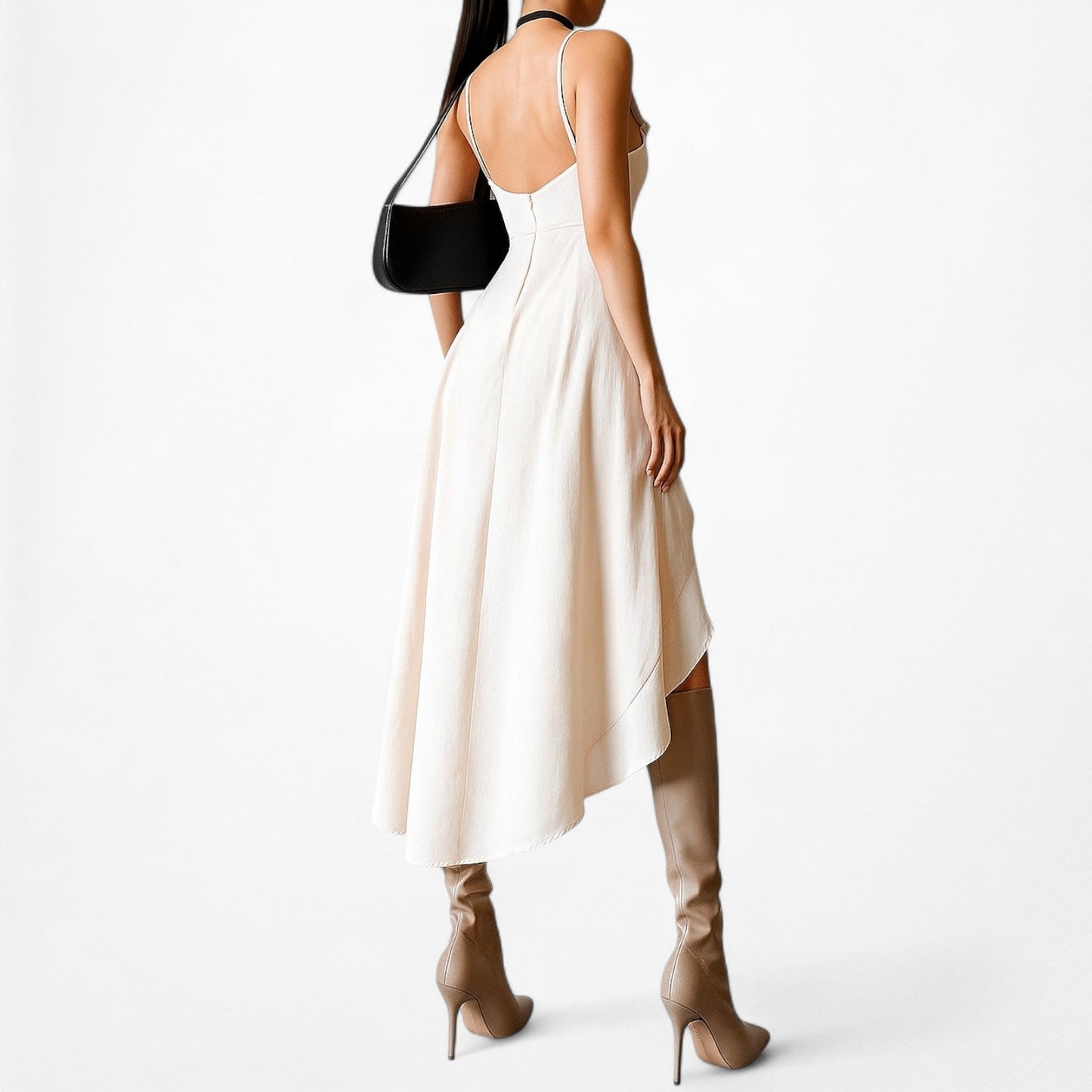 Fashion Nova Peach Pink Ruffle High Low Asymmetrical Knee Length Dress Size S