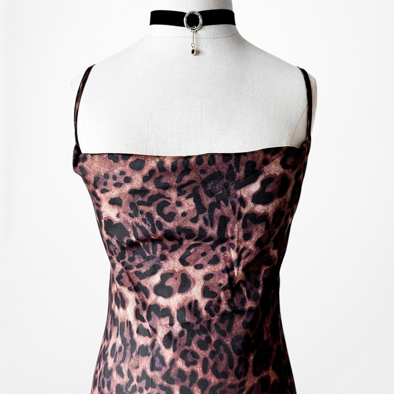 Solado Brown Leopard Animal Print Bodycon Slip On Maxi Cocktail Dress Size XS/S