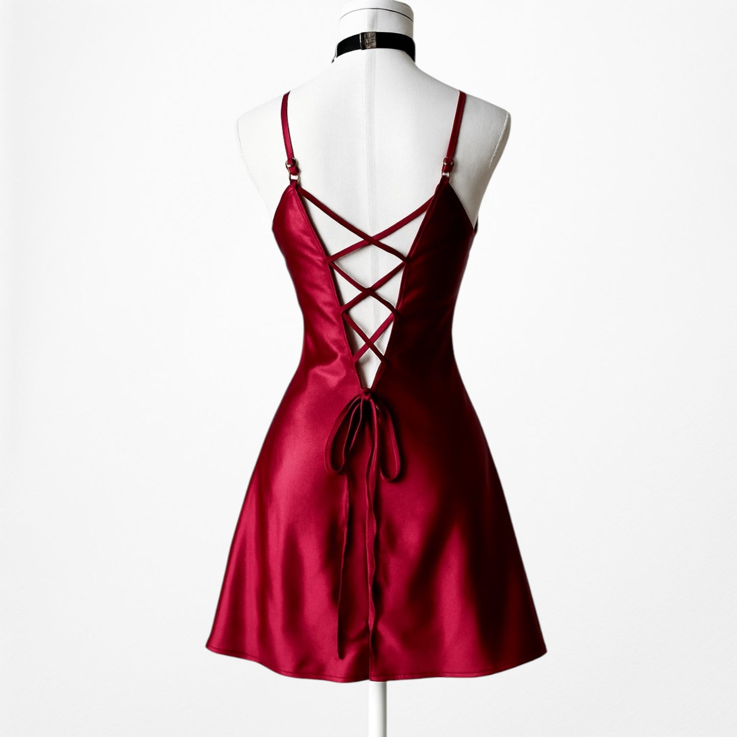 Missguided Burgundy Red Lace Up Pullover Babydoll Mini Lingerie Dress Size S