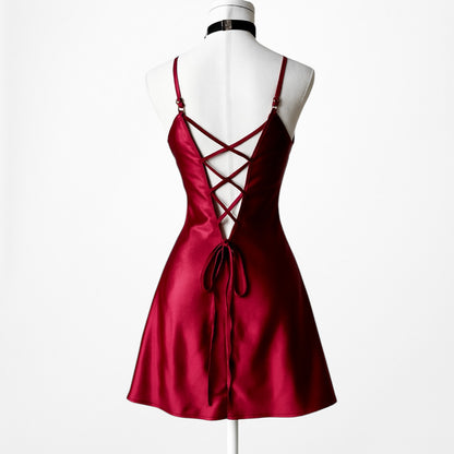 Missguided Burgundy Red Lace Up Pullover Babydoll Mini Lingerie Dress Size S