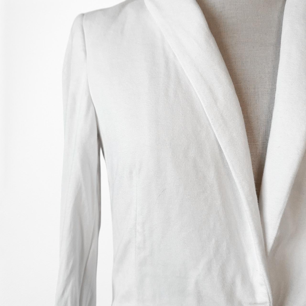 Zara White Shoulder Padded Button Front Knit Blazer Jacket Size XS