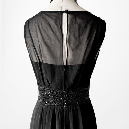 Chaps Black Sequin Embellished Maxi Formal Cocktail Dress Size M