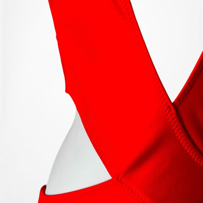 Pretty Little Thing Red Halter Neck Keyhole Cutout One Piece Swimsuit Size S