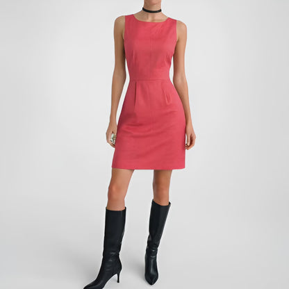 Vintage Y2K Pink Sleeveless Mini Bodycon Pleated Cocktail Dress Size 6P/M