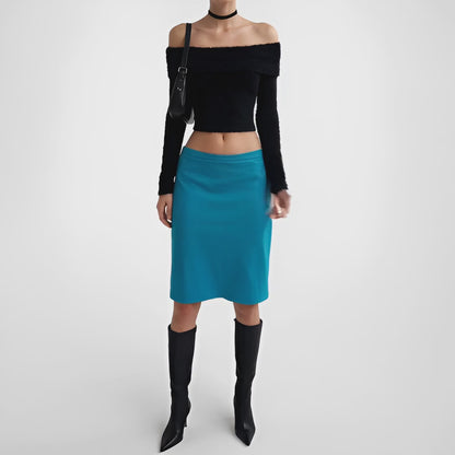 Vintage Y2K Baby Light Blue Bodycon Pencil Knee Length Skirt Size M