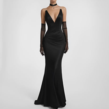 Black Bodycon Sleeveless V-Neck Formal Cocktail Prom Dress Size M