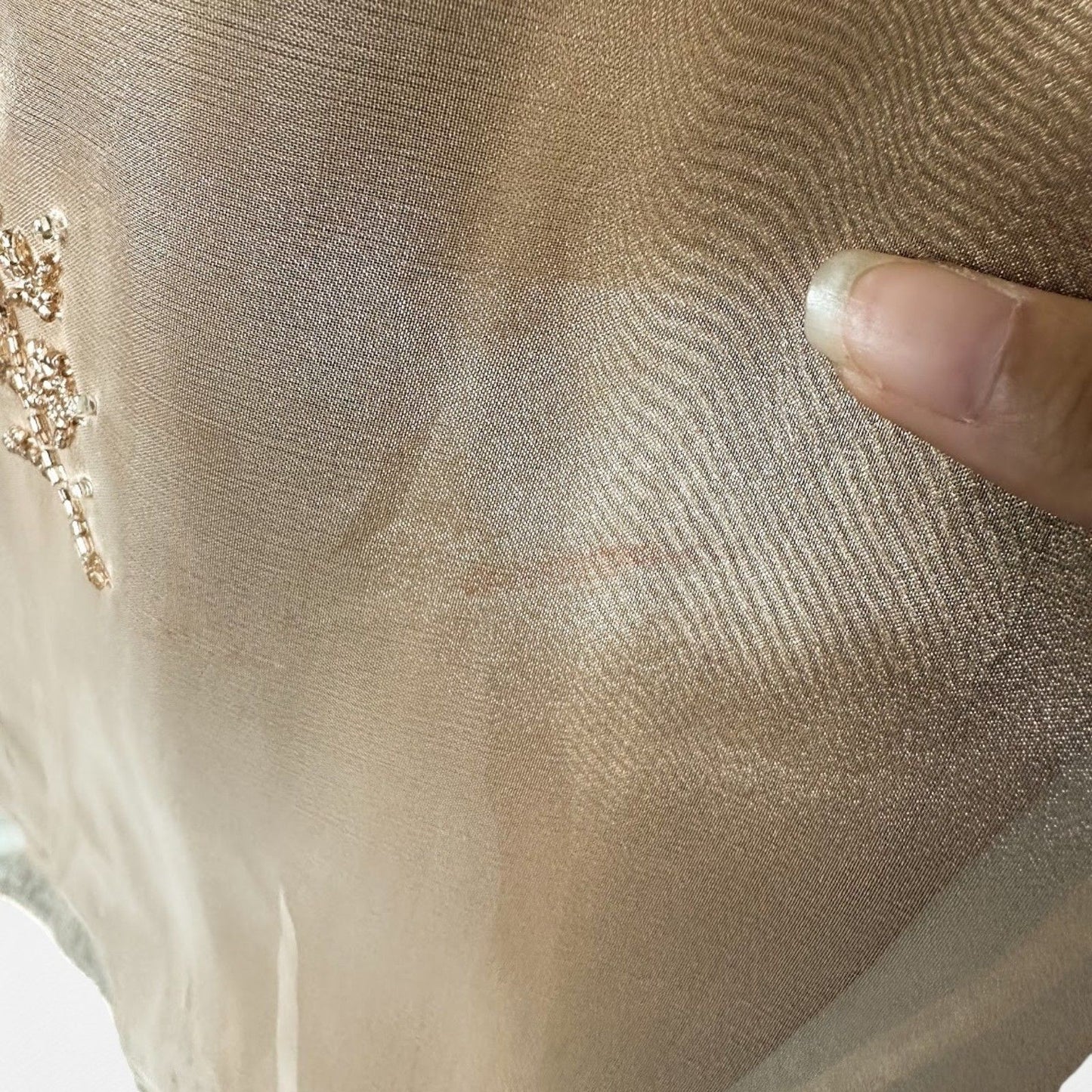 Vintage Y2K 90s Brown Floral Beaded Organza Flared Ombre Maxi Prom Dress XS/S