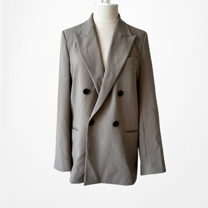 Zara Brown Double Breasted Oversized Fit Shoulder Padded Blazer Jacket Size XS/S