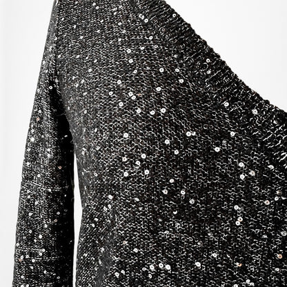 Revolve Clothing Jack V-Neck Knit Pullover Sequin Metallic Sweater Top Size XS/S