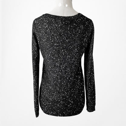 Revolve Clothing Jack V-Neck Knit Pullover Sequin Metallic Sweater Top Size XS/S