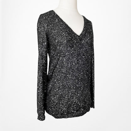 Revolve Clothing Jack V-Neck Knit Pullover Sequin Metallic Sweater Top Size XS/S