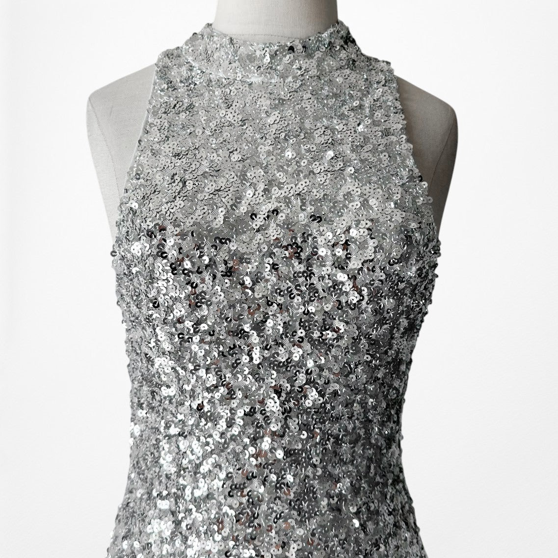 Zara Sequin Sleeveless Midi Bodycon Formal Cocktail Dress Size S