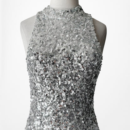 Zara Sequin Sleeveless Midi Bodycon Formal Cocktail Dress Size S