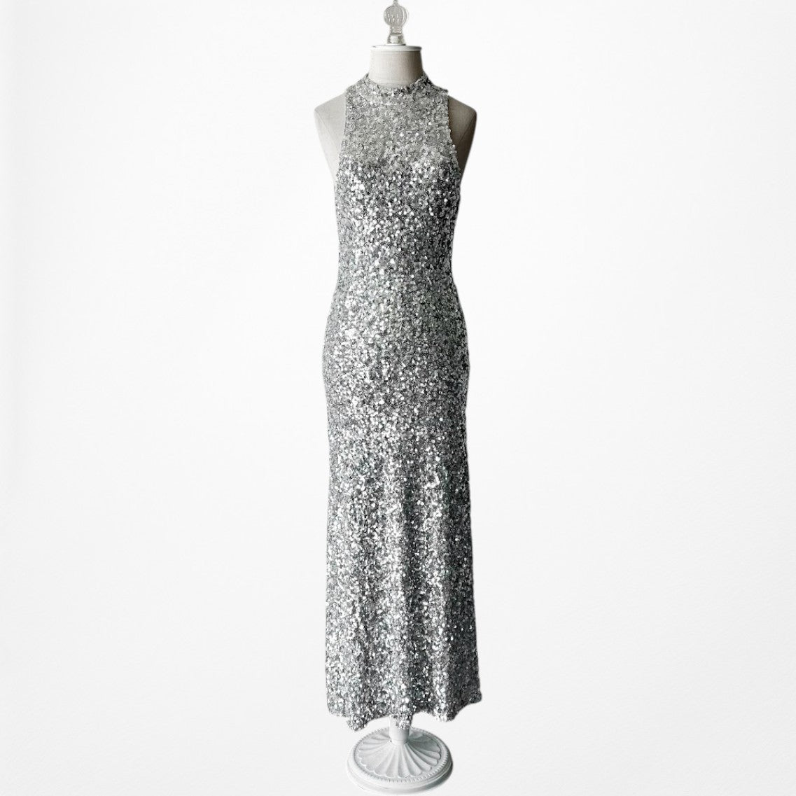 Zara Sequin Sleeveless Midi Bodycon Formal Cocktail Dress Size S