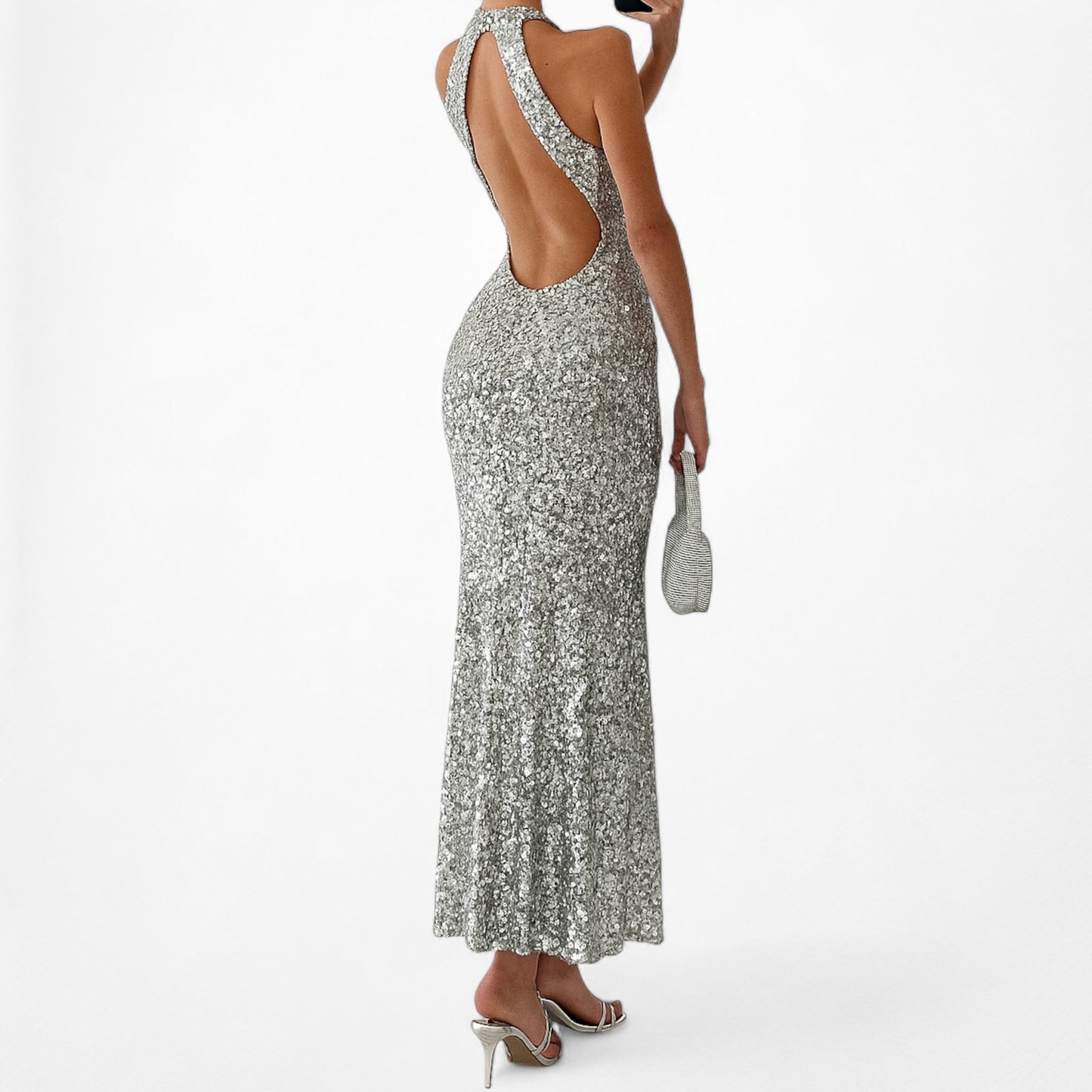 Zara Sequin Sleeveless Midi Bodycon Formal Cocktail Dress Size S