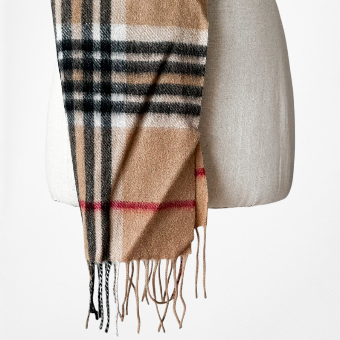 Vintage Y2K Brown Plaid Checkered Cashmere Fringe Scarf