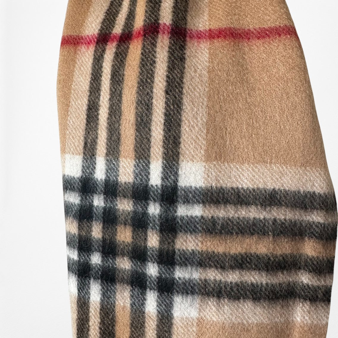 Vintage Y2K Brown Plaid Checkered Cashmere Fringe Scarf