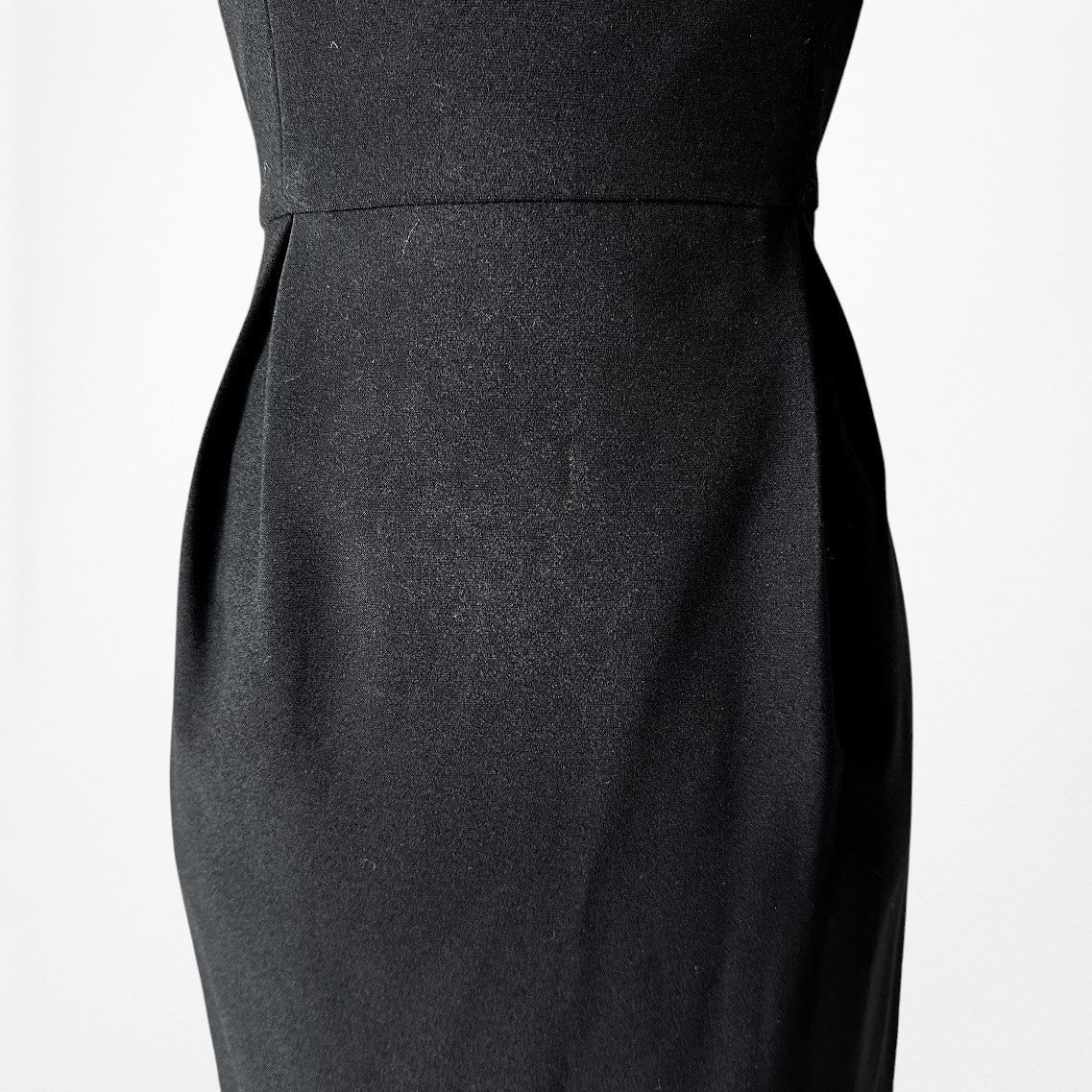 Vintage Y2K Black Capped Sleeve Knee Length Bodycon Cocktail Dress Size M