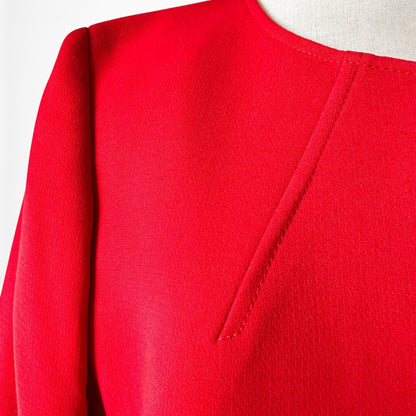Vintage Y2K Red Padded Shoulder Long Open Front Blazer Jacket Size S/M