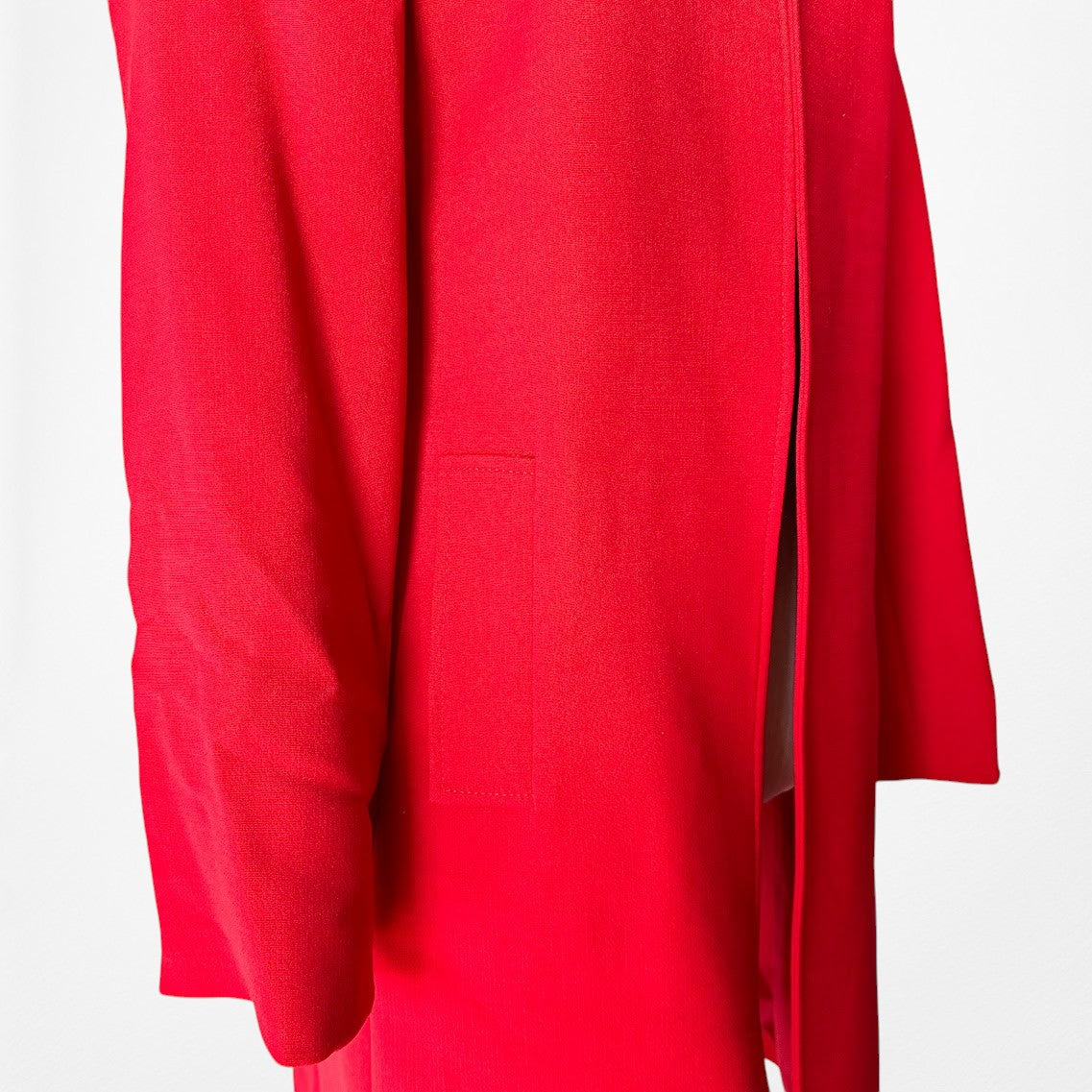 Vintage Y2K Red Padded Shoulder Long Open Front Blazer Jacket Size S/M