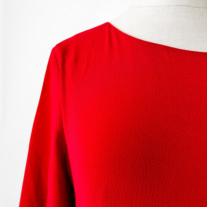 Vintage Y2K Red Knee Length Ruffle Detail Shift Cocktail Dress Size M