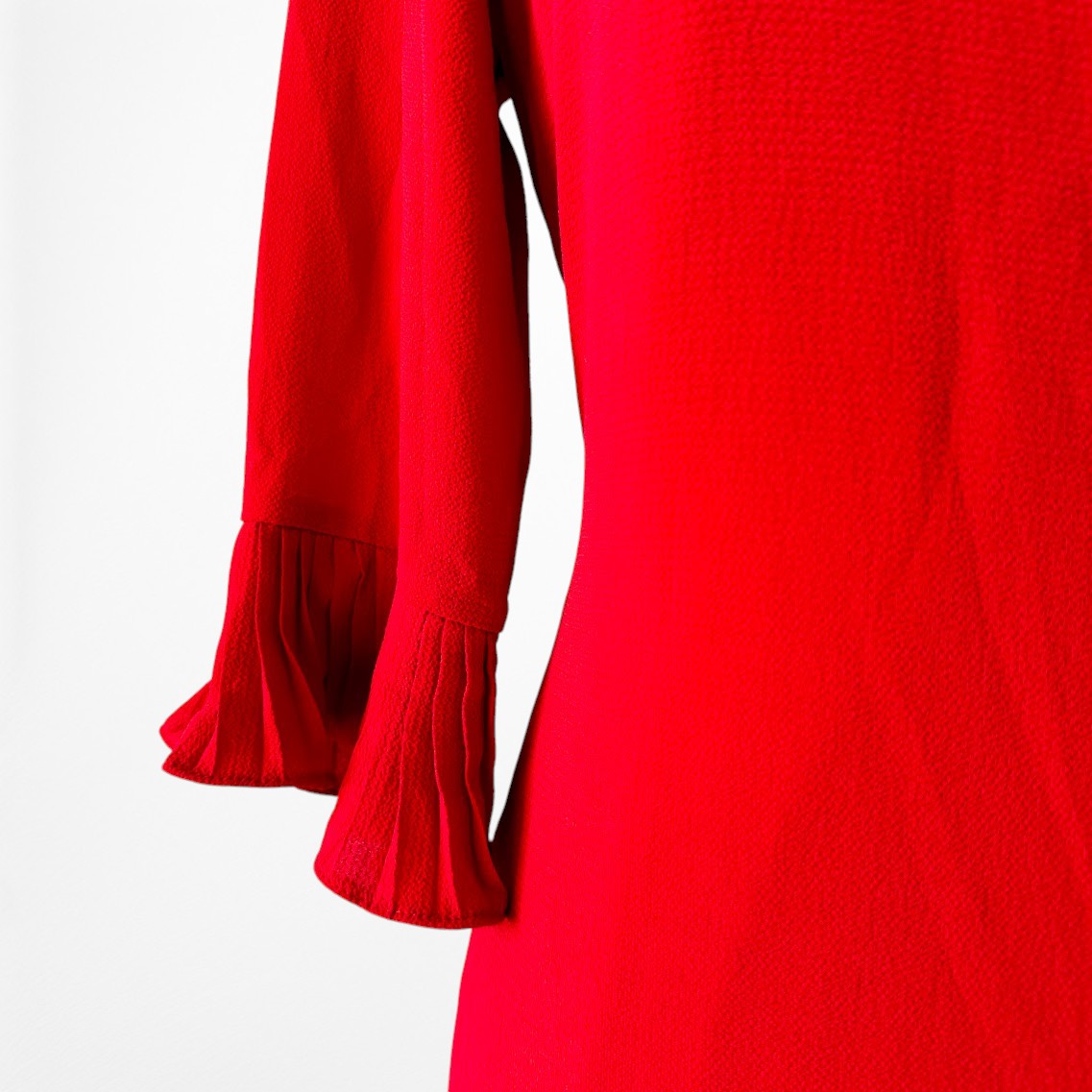 Vintage Y2K Red Knee Length Ruffle Detail Shift Cocktail Dress Size M