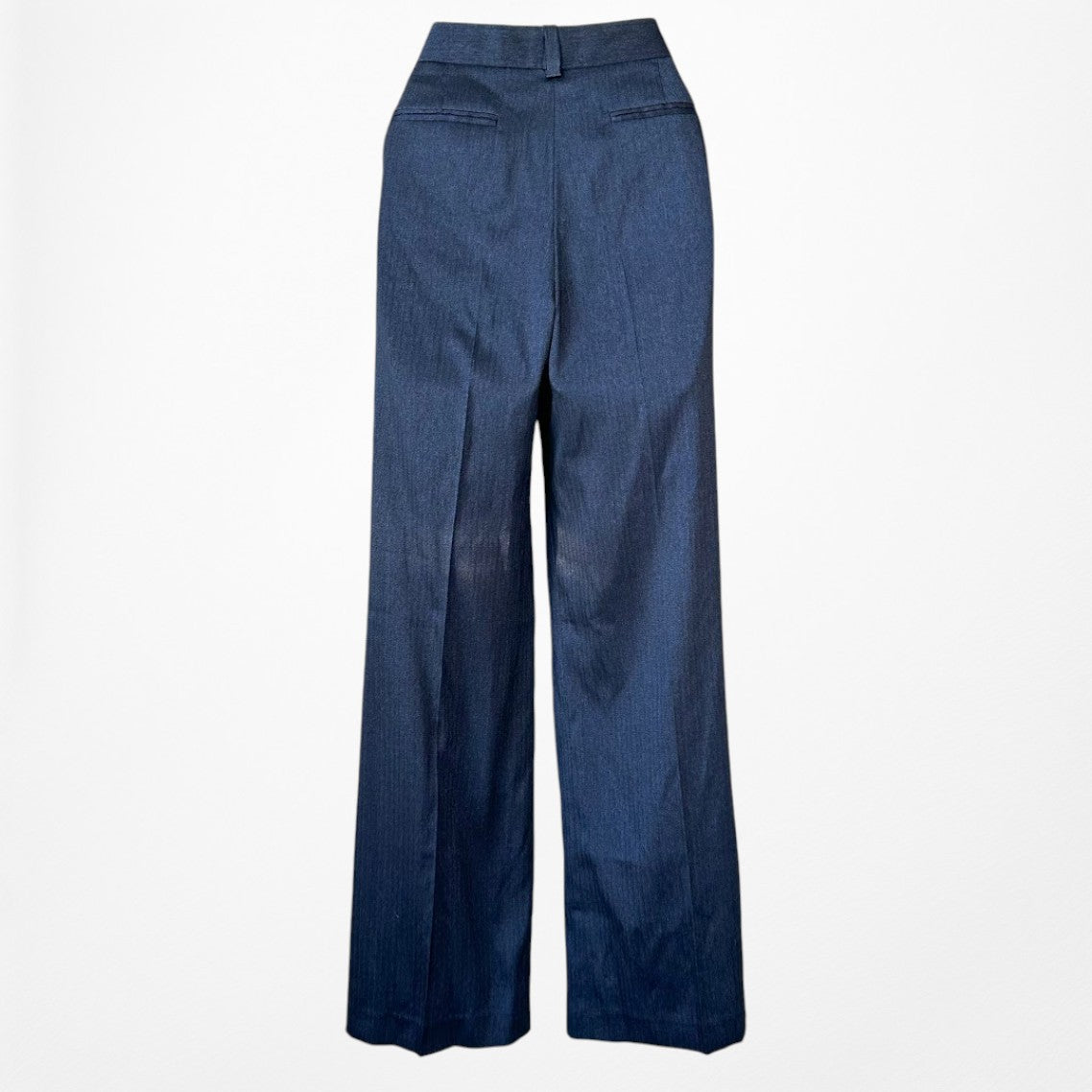 Vintage Y2K Navy Blue Padded Shoulder Blazer Straight Leg Pants Suit Set Size M