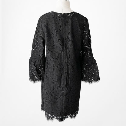 Vintage Y2K Long Bell Sleeve Lace Knee Length Cocktail Shift Dress Size M