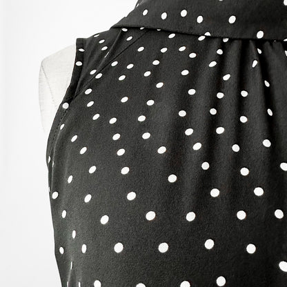 Vintage Y2K Black White Polka Dot Knee Length Sleeveless Bodycon Dress Size 4/M