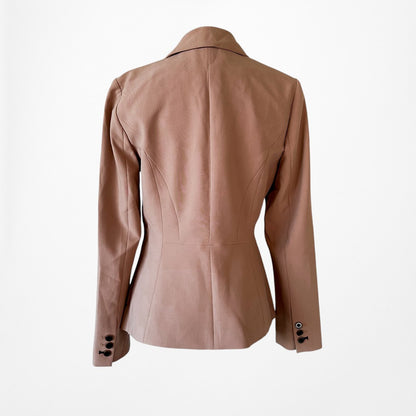 Vintage Y2K Brown Double Breasted Shoulder Padded Blazer Jacket Size M