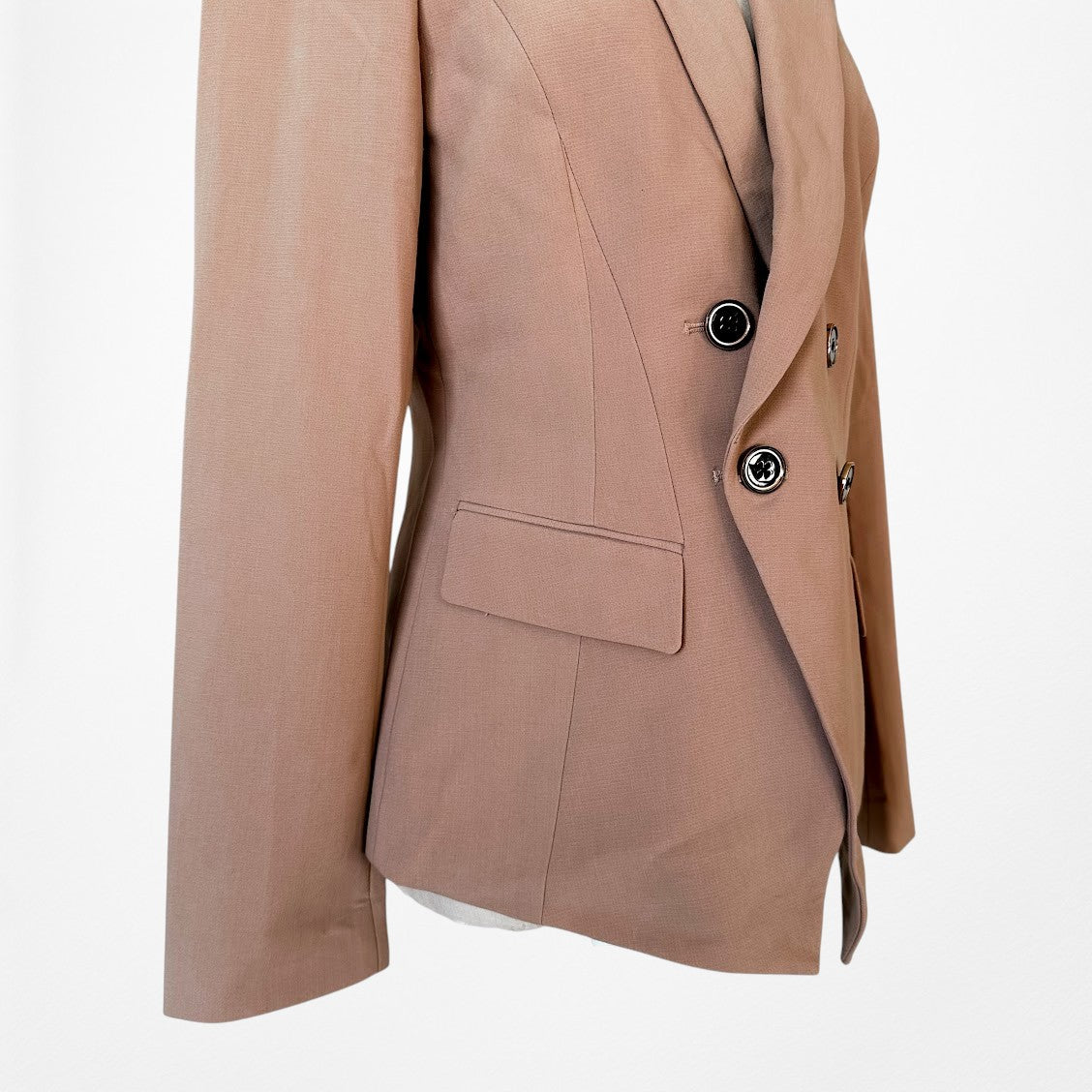 Vintage Y2K Brown Double Breasted Shoulder Padded Blazer Jacket Size M