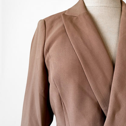 Vintage Y2K Brown Double Breasted Shoulder Padded Blazer Jacket Size M