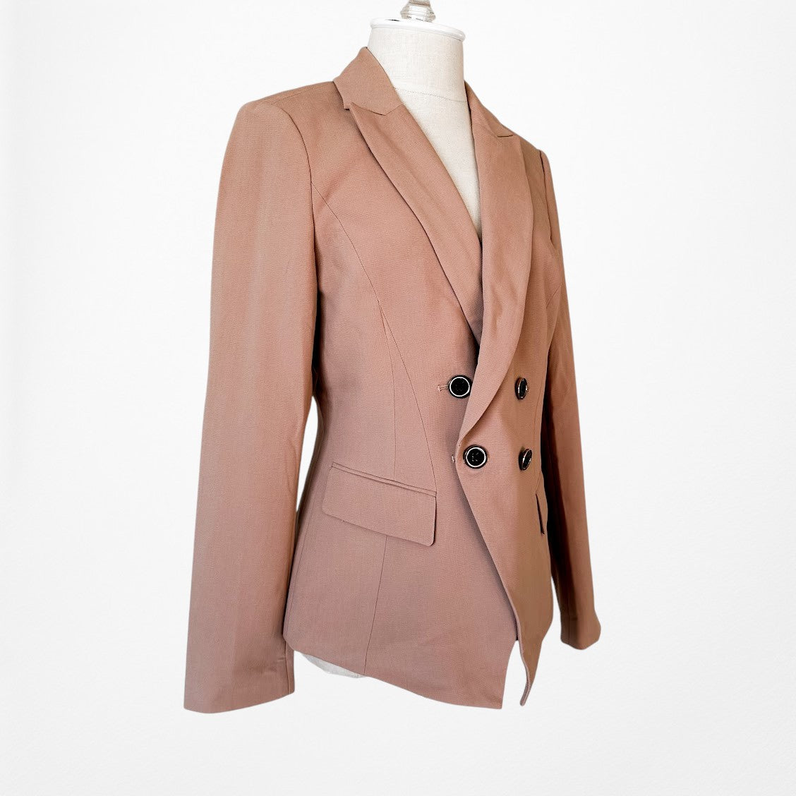 Vintage Y2K Brown Double Breasted Shoulder Padded Blazer Jacket Size M